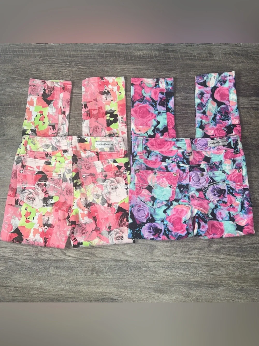 (0003) Girls: 7R Justice Premium Floral Denim Jeans- H4